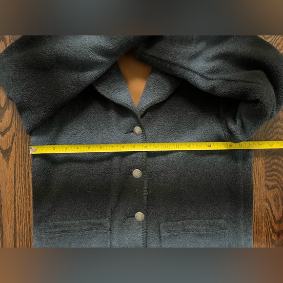 Vintage Woolrich Women Striped Blue Black Fleece Blazer Coat Jacket Size Small - Picture 9 of 11